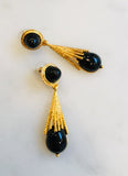 Starburst Earrings, Onyx 22ct gold