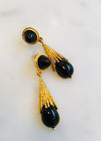 Starburst Earrings, Onyx 22ct gold