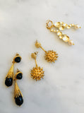 Starburst Earrings, Onyx 22ct gold