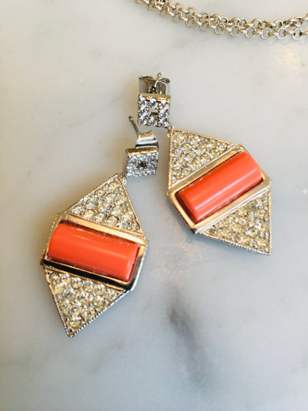 Coral Art Deco Earrings