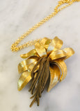 Fringe Flower Necklace Gold