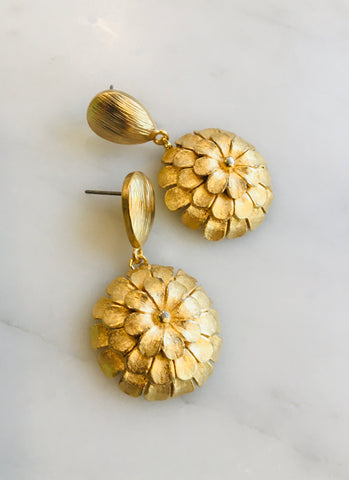 Gold Mum Earrings