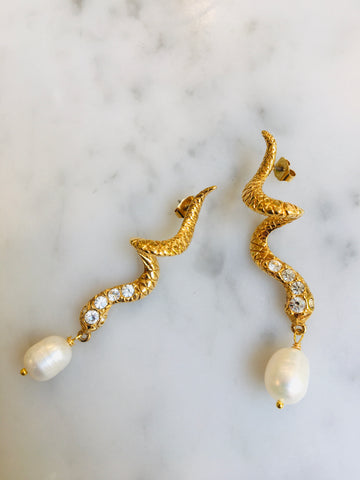 Snake Pearl Earrings