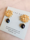 Pearl Coral Branch Earrings, Black