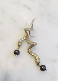 Silver and Baroque Pearl Snake Earrings