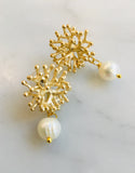 Pearl Coral Branch Earrings