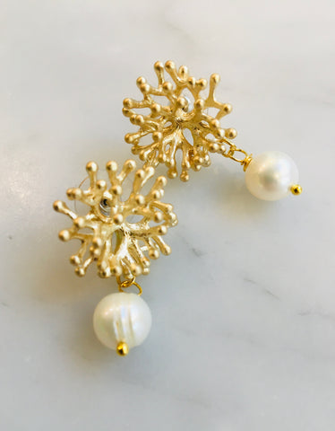Pearl Coral Branch Earrings
