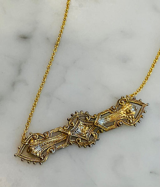Victorian Bar Necklace, Gold