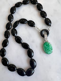 Art Deco Jade and Onyx Pendant