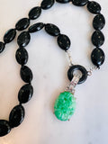 Art Deco Jade and Onyx Pendant