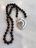 Silver Abstract with Garnets