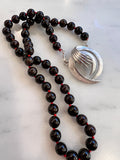 Silver Abstract with Garnets