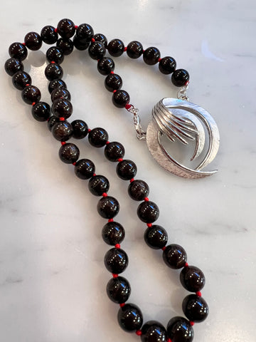 Silver Abstract with Garnets