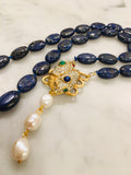 Lapis Snake with Pearls