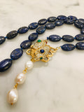 Lapis Snake with Pearls