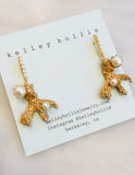 Coral Branch Pearl Earrings