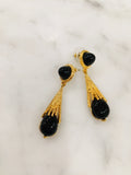 Starburst Earrings, Onyx 22ct gold