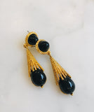 Starburst Earrings, Onyx 22ct gold